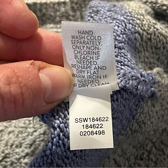 J. Jill V-Neck Grey & Blue Striped Long Sleeve Sweater Size Large Petite - Picture 6 of 6